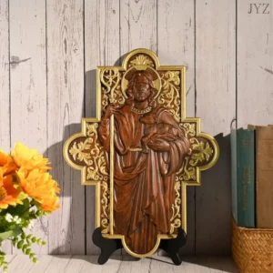 Sculpture sur bois de haute qualité, icône de berger de jésus, Plaque de Sculpture, décoration murale catholique pour la maison