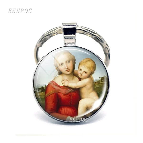 Saint Anthony porte-clés Saint porte-clés médaille d'amour cadeaux chrétiens Cabochon religieux bijoux religieux porte-clés anneau – Image 3