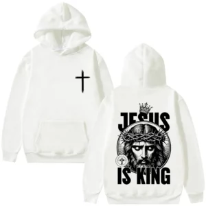 Christian jésus est roi sweat à capuche graphique hommes femmes Hip Hop mode Vintage surdimensionné Streetwear unisexe polaire coton sweat
