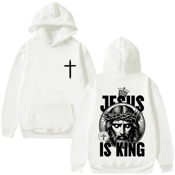 Christian jésus est roi sweat à capuche graphique hommes femmes Hip Hop mode Vintage surdimensionné Streetwear unisexe polaire coton sweat