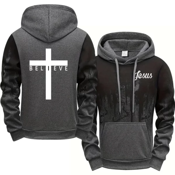 Sweat à capuche Style jésus Christ pour hommes, sweat-shirt à capuche imprimé croix de haute qualité, toutes saisons, quotidien, décontracté, sport, mode pull – Image 11
