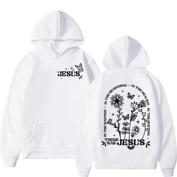 Sweat à capuche graphique avec verset de la Bible de jésus, fleurs sauvages, édition limitée chrétienne, Streetwear, décontracté, mode, pulls surdimensionnés – Image 3