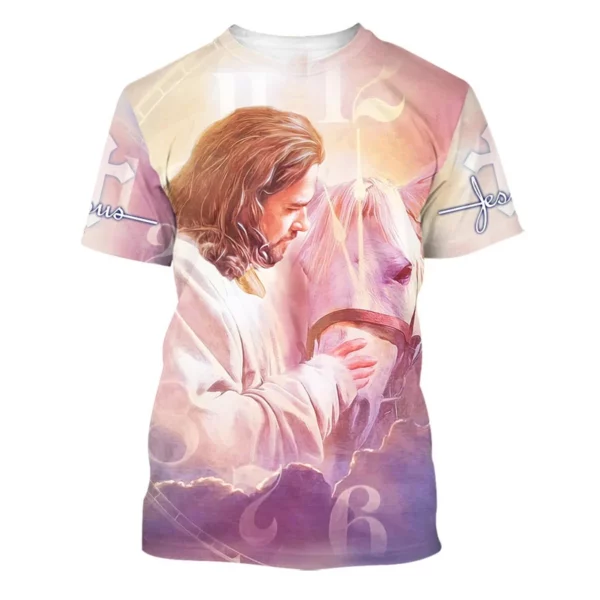 T-shirts pour hommes jésus amour tous les chrétiens 3D imprimé été jesu graphique T-shirt femmes à manches courtes décontracté hauts Y2k hommes vêtements – Image 3