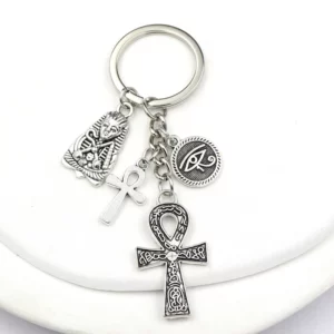 Pharaon égyptien oeil d'horus Ankh croix porte-clés voiture porte-clés porte-clés en alliage métallique porte-clés Souvenir cadeau pour hommes femmes