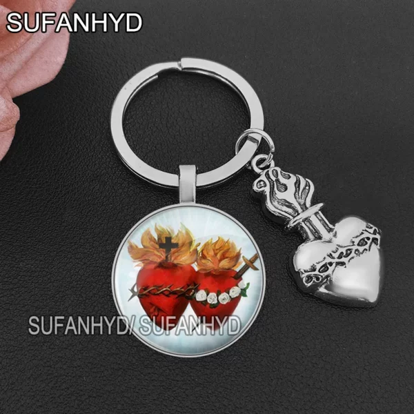 Porte-clés du Sacré Coeur de Jésus pour Maison Porte-clés Catholique pour Femme et Homme – Image 4
