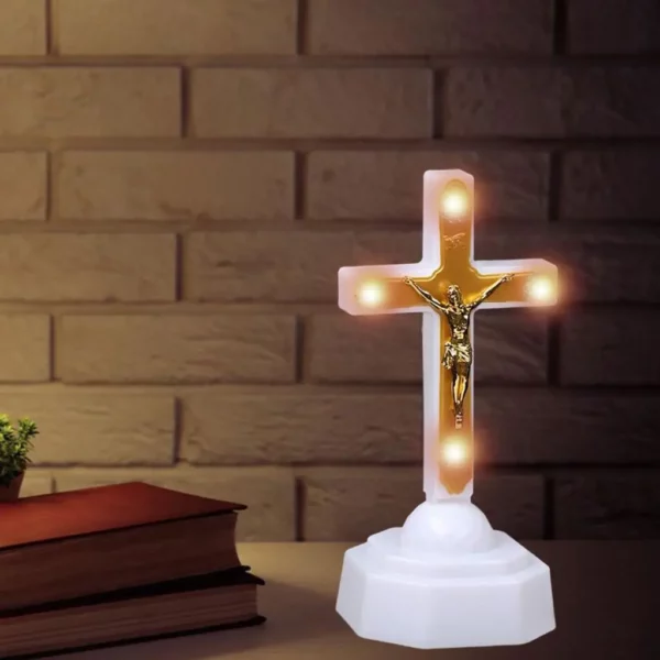 Figurine de croix de Jésus-Christ, lumière LED 3D, lampe de enseigne de face chrétienne, veilleuse – Image 6