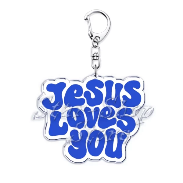 Jésus vous aime lettre porte-clés dieu chrétien Bible citation porte-clés pour accessoires sac pendentif porte-clés bijoux Fans amant cadeau – Image 10