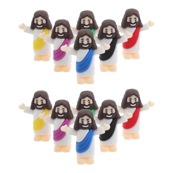 Mini Statue de jésus, 12 pièces, petites Figurines, décorations religieuses, Miniatures en PVC, décoration de maison, petites Statues en résine – Image 4