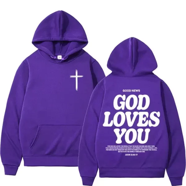Sweats à capuche d'église de Jésus chrétien pour hommes et femmes, Harajuku, esthétique, verset de la Bible, dieu vous aime, Streetwear unisexe, Y2K PVD – Image 14