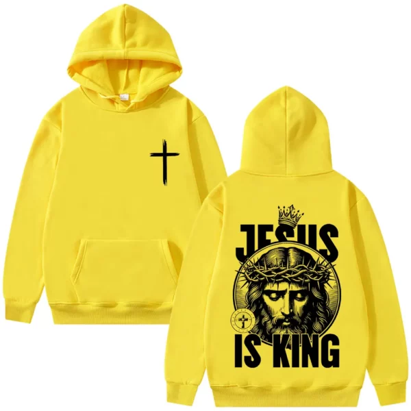 Christian jésus est roi sweat à capuche graphique hommes femmes Hip Hop mode Vintage surdimensionné Streetwear unisexe polaire coton sweat – Image 10