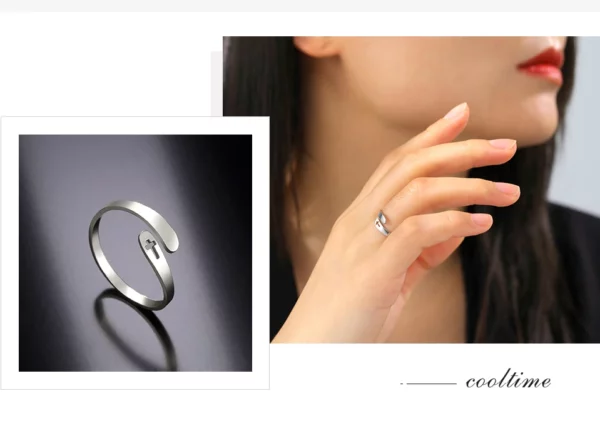 COOLTIME croix anneaux en acier inoxydable pour femmes taille réglable bague bijoux fiançailles anniversaire cadeau 2025 nouveau – Image 23