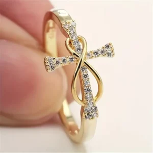 Bague croisée en Zircon personnalisée, Design 2025, Simple et à la mode, haut de gamme féminin, amour infini, vente en gros artisanale classique