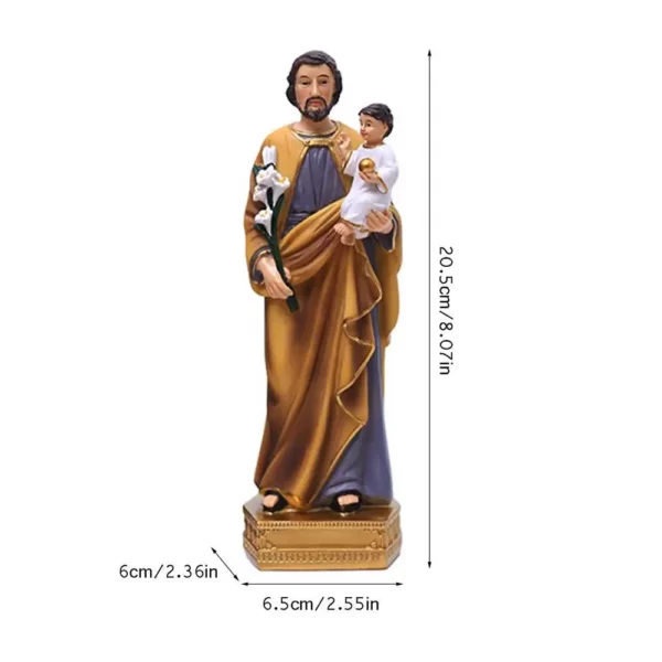 Figurine religieuse Saint Joseph portant l'enfant Jésus intensifie, modèle en résine Auckland, sculpture Saint Joseph, dieu Christ, décor de bureau d'église – Image 15