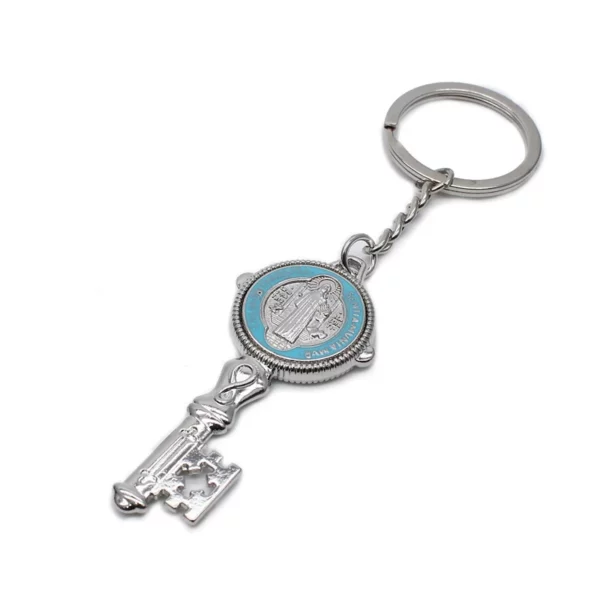 Porte-clés Vintage en émail Saint benoît, longs bijoux religieux catholiques pour hommes et femmes – Image 4