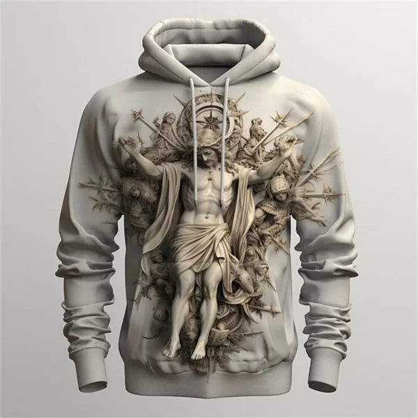 Automne Vintage jésus croix impression 3D sweats à capuche hommes femmes mode pulls décontractés sweat à capuche surdimensionné pulls survêtement vêtements – Image 2