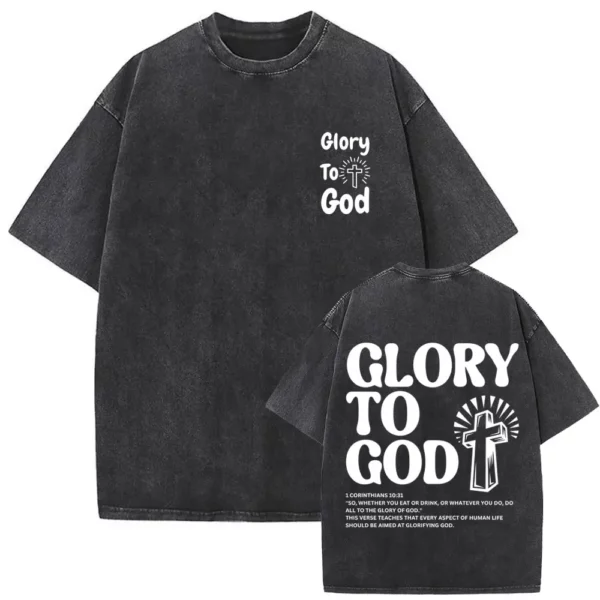 T-shirt délavé Vintage pour hommes et femmes, style religieux chrétien, jésus pardonne le père, gothique Rock, surdimensionné, Streetwear – Image 13
