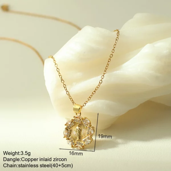 Croix Collier Pour Les Femmes Bohème Jésus Vierge Marie Choker Boho Zircon Colliers En Acier Inoxydable Longue Chaîne Nouveau Dans le cou Bijoux – Image 29