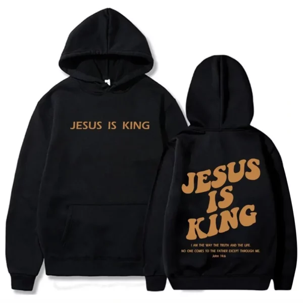 Sweat à capuche Jésus est roi pour hommes et femmes, pull Harajuku, sweat-shirt foi chrétienne, Streetwear Y – Image 7