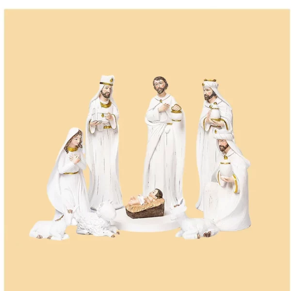 1 ensemble de Figurines de crèche de jésus de noël, accessoires de décoration pour la maison, bureau, sainte famille, ornements de bureau en résine – Image 3