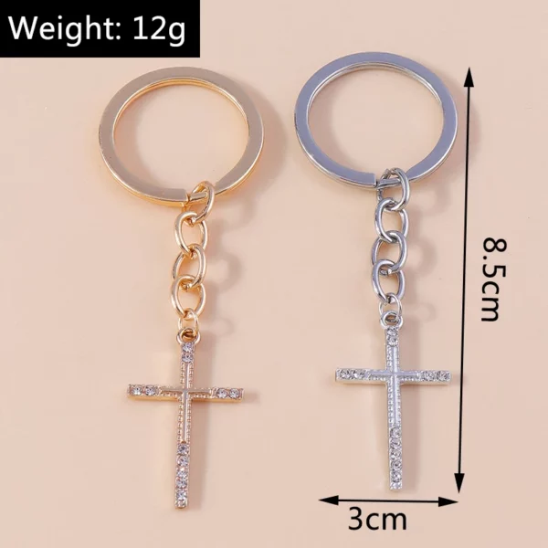 Porte-clés religieux croix en cristal biscuits pour femmes et filles, porte-clés, porte-clés, breloques de sac à main, bijoux à bricoler soi-même, cadeaux, luxe – Image 31