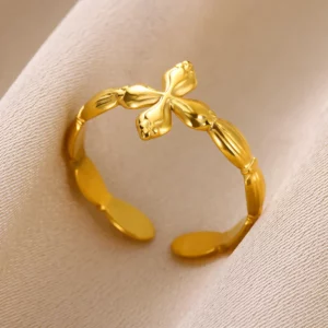 Bagues croix en acier inoxydable pour femmes et hommes, coeur personnalisé, bague de doigt, document en or, Nina ifix, nœud papillon, bijoux tendance, nouveau