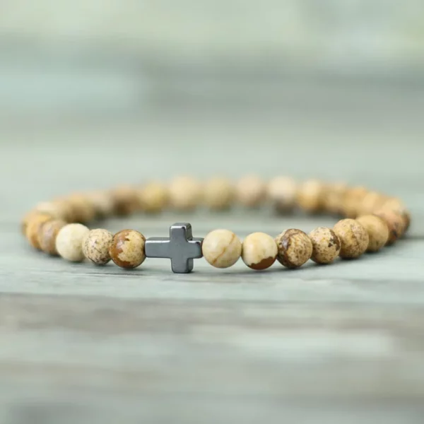 Bracelet croisé minimaliste pour hommes, 6mm, yeux de tigre naturels, pierre, cadeau pour lui, accessoires de Camping, Bileklik Erkek Pulseira – Image 2