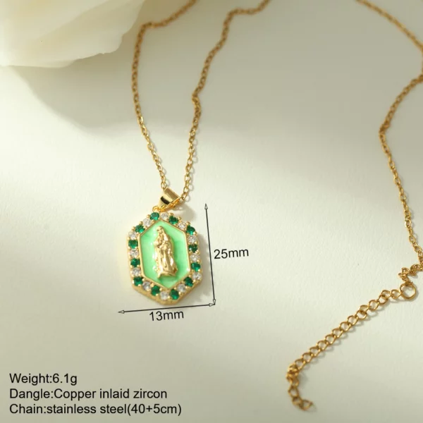 Nouveau en été couleur or bijoux pour Boho Croix et Vierge Marie Collier Pour Femmes En Acier Inoxydable Longue Chaîne Jésus Choker – Image 44