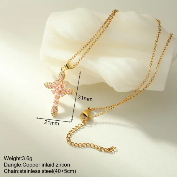 Nouveau en été couleur or bijoux pour Boho Croix et Vierge Marie Collier Pour Femmes En Acier Inoxydable Longue Chaîne Jésus Choker – Image 42