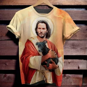 T-shirt imprimé drôle de jésus et de chien, Streetwear Harajuku, Hip Hop pour hommes et femmes, hauts à manches courtes
