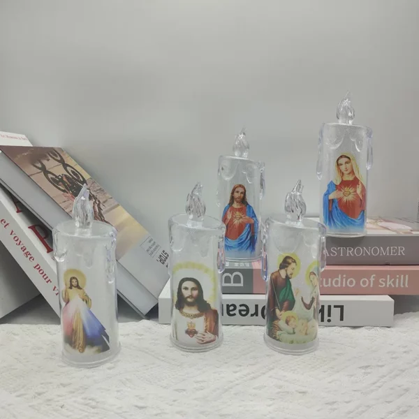 Jésus Catholique Chrétien Cérémonie Religieuse Vierge Électronique Sans Flamme LED, Prière Dévotionnelle ci-après les Lumière Décoration Religieuse – Image 12