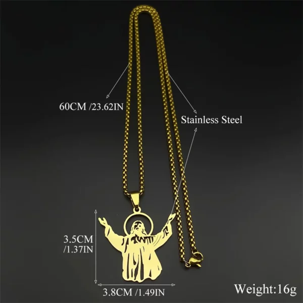 Collier pendentif Jésus chrétien vintage pour hommes et femmes, acier inoxydable, or, argent, document religieux, amulette de foi, bijoux masculins – Image 6
