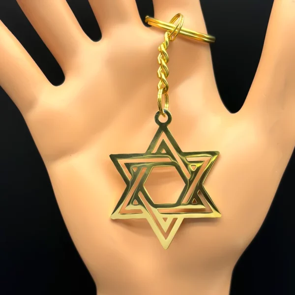Hexagram Jewish Star of FC Key pour hommes et femmes, acier inoxydable, document argenté, protection de Jérusalem, cadeau de bijoux, K2678SRS08 – Image 8