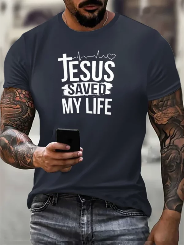 Jésus lettres anglaises 3d imprimé hommes mode tendance T-Shirts 6XL grande taille à manches courtes rue décontracté hauts t-shirt d'été – Image 2