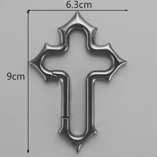 Y2K – mousqueton croisé, porte-clés, Crucifix religieux, fermoir Grunge, Clip, cadeau EDC, papa, petit ami, hommes, Camping, randonnée, grimpeur en plein air – Image 13