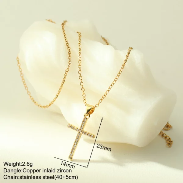 Nouveau en été couleur or bijoux pour Boho Croix et Vierge Marie Collier Pour Femmes En Acier Inoxydable Longue Chaîne Jésus Choker – Image 11