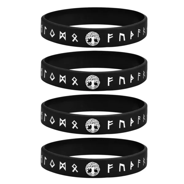 Vnox – Bracelet en Silicone pour hommes, 12mm, Bracelet en caoutchouc souple, boussole Viking nordique Rune Almut, ensemble de bracelets – Image 20