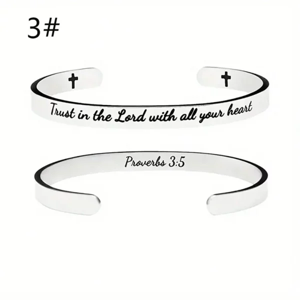 Citation jésus écriture chrétienne verset de la Bible Bracelet manchette ouverte en acier inoxydable Bracelet et bracelets croisés – Image 3