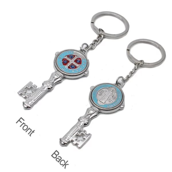 Porte-clés Vintage en émail Saint benoît, longs bijoux religieux catholiques pour hommes et femmes – Image 2