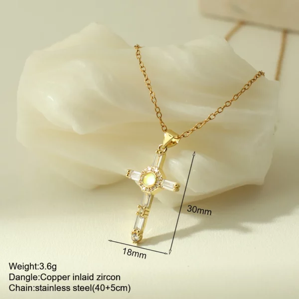 Nouveau en été couleur or bijoux pour Boho Croix et Vierge Marie Collier Pour Femmes En Acier Inoxydable Longue Chaîne Jésus Choker – Image 24