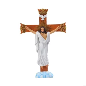 Résine F68D pour croix croix Jésus Statue Catholic Figurine Mur suspendu Sculpture Ornement prière religieuse