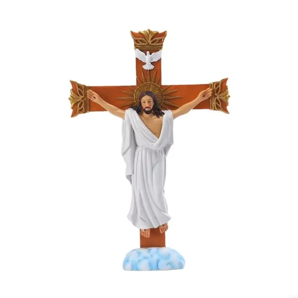 Résine F68D pour croix croix Jésus Statue Catholic Figurine Mur suspendu Sculpture Ornement prière religieuse