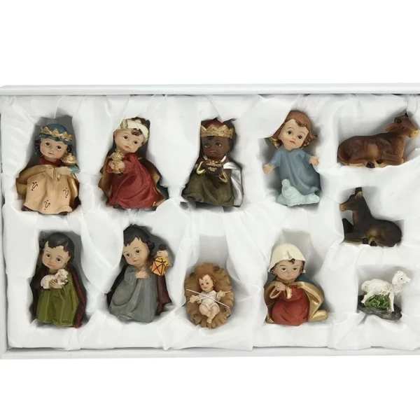 Ornement de la naissance de Jésus du Christ, scène de la Nativité, artisanat en résine, décoration de crèche de Noël, figurine catholique Auckland, cadeaux, 11 pièces par ensemble – Image 2