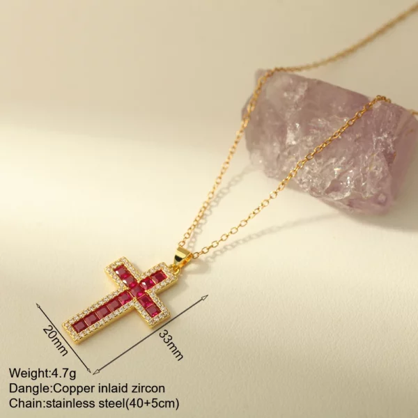 Croix Collier Pour Les Femmes Bohème Jésus Vierge Marie Choker Boho Zircon Colliers En Acier Inoxydable Longue Chaîne Nouveau Dans le cou Bijoux – Image 6