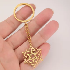 Dreamtimes-Porte-Clés Hexagramme Symdains en Acier Inoxydable, Pendentif Géométrique Juive, Étoile de FC, Cadeau Bijoux pour Femme et Homme