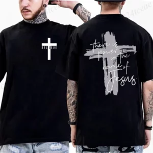 Chemise classique de foi chrétienne pour hommes, il y a du pouvoir au nom de Jésus, haut d'été décontracté, chemise Cross Faiths, 2025