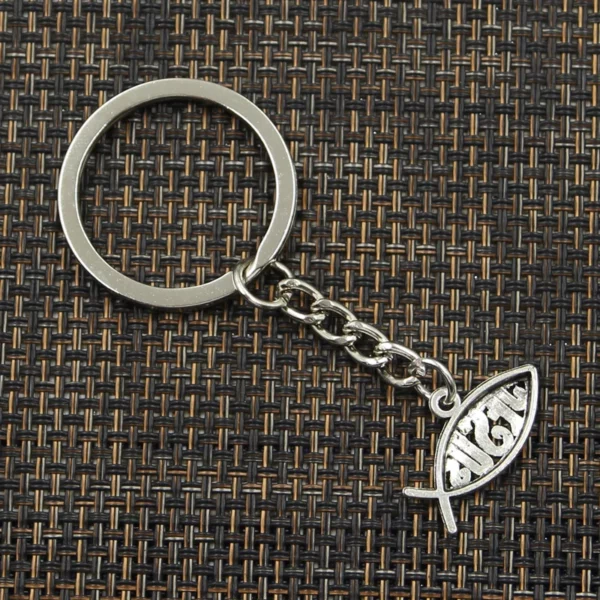 Porte-clés poisson Jésus pour hommes, porte-clés de voiture, porte-bague, souvenir pour cadeau, bijoux de bricolage, nouvelle mode, 22x12mm – Image 4
