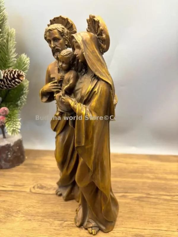 Christianisme catholicisme chrétien bronze sculpture statue religieuse sainte famille cuivre Madonna Mary cuivre jésus statue – Image 4