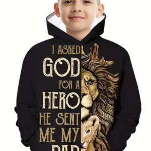 Sweat à capuche de dessin animé pour enfants, Judah discuter de Jésus, cadeau chrétien, mode décontractée, filles et garçons, 2 à 14 ans, automne et hiver, nouveau