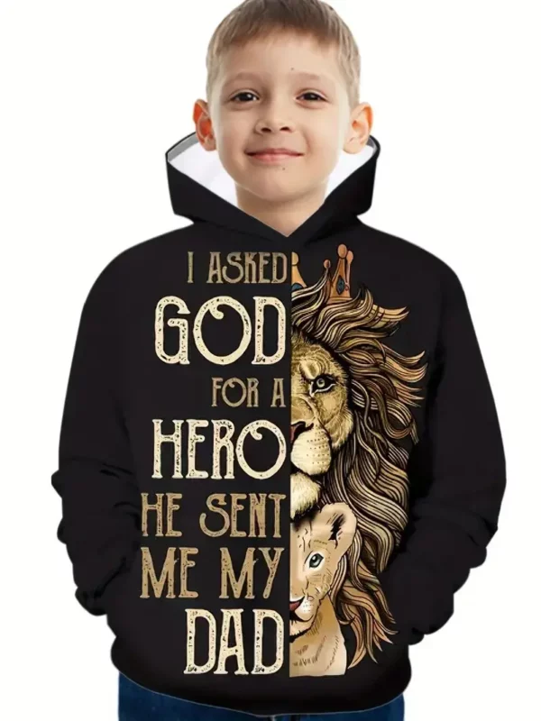 Sweat à capuche de dessin animé pour enfants, Judah discuter de Jésus, cadeau chrétien, mode décontractée, filles et garçons, 2 à 14 ans, automne et hiver, nouveau