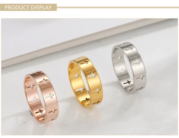 Skyrim – bague de fiançailles en acier inoxydable pour hommes et femmes, croix creuse, surnaturelle, jésus, bijoux de Couple, cadeaux d'anniversaire, 2025 – Image 16